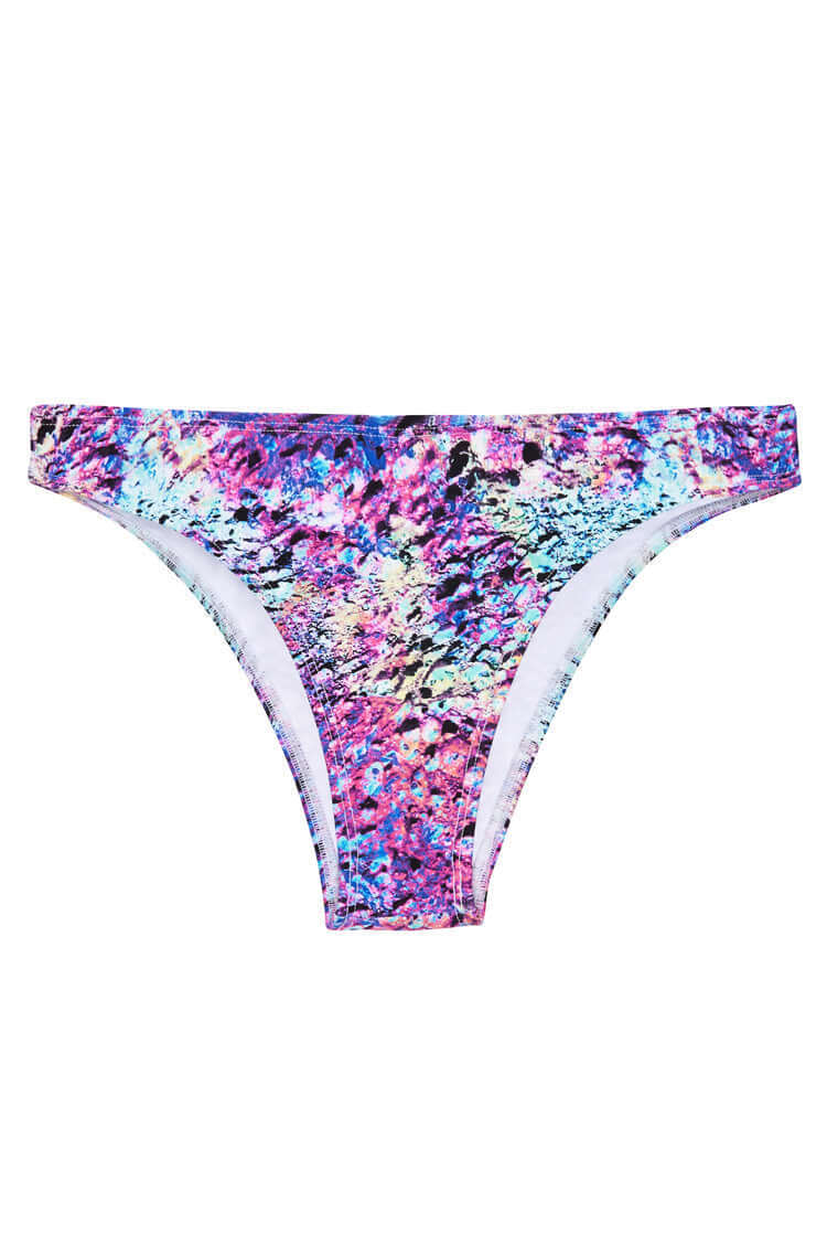 Tide + Seek Sustainable swimwear Purple Lava Cheeky Coverage Bikini Bottom Product Shot